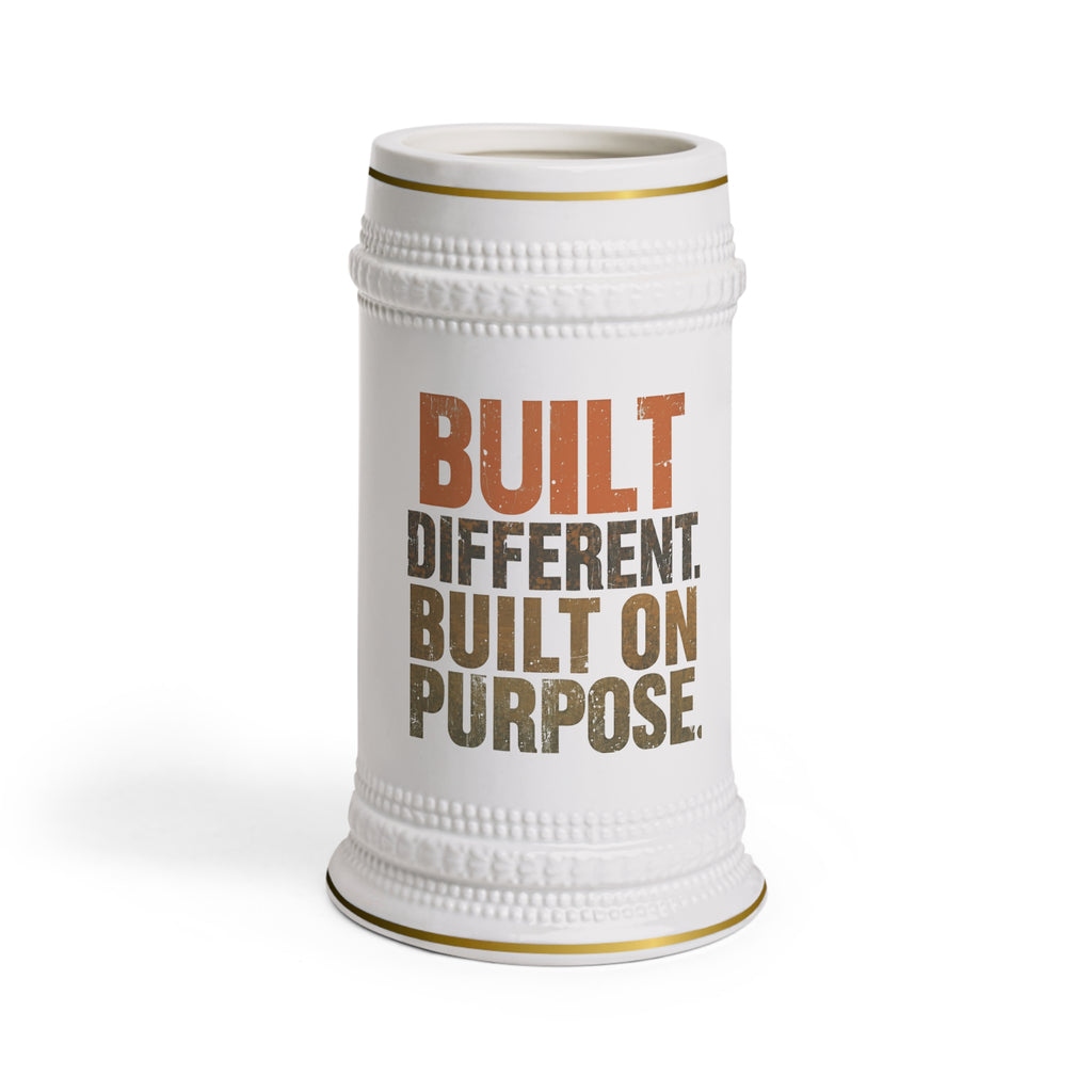 Built Different Built on Purpose Beer Stein | Motivational Mug by Truly Great Life, Unique Gift for Beer Enthusiasts & Party Lovers