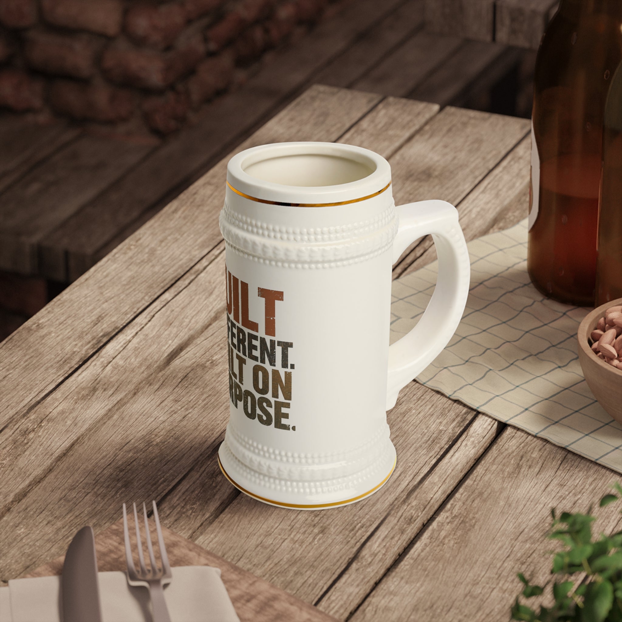 Built Different Built on Purpose Beer Stein | Motivational Mug by Truly Great Life, Unique Gift for Beer Enthusiasts & Party Lovers