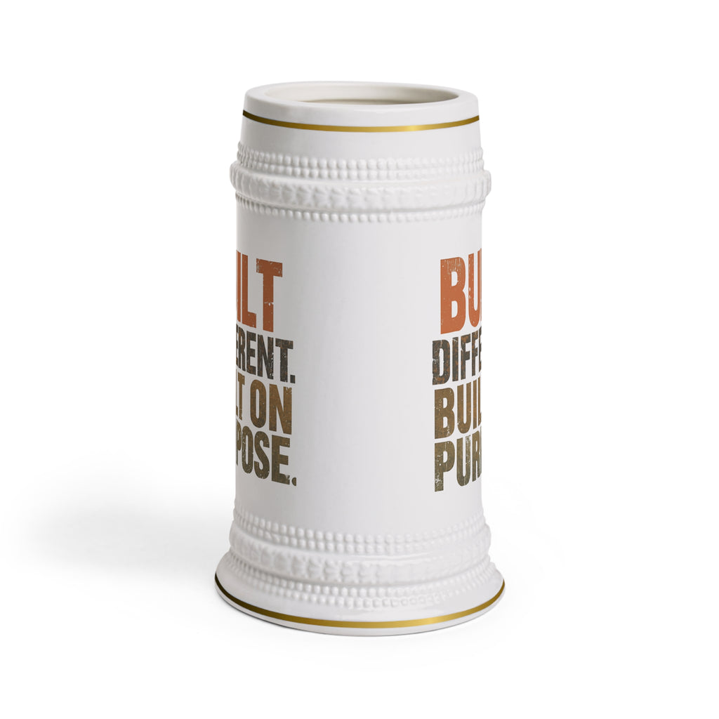 Built Different Built on Purpose Beer Stein | Motivational Mug by Truly Great Life, Unique Gift for Beer Enthusiasts & Party Lovers