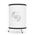 Tripod Lamp with Botanical Wreath Design, “Grow Through What You Go Through” Motivational Modern Home Decor