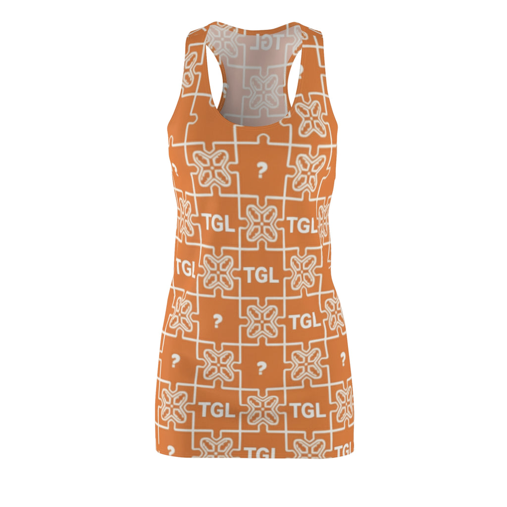 Trendy Racerback Dress | Orange Floral Print Summer Outfit by TGL Design, Perfect Gift for Her