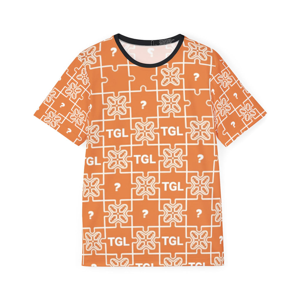 Truly Great Life Sports Jersey for Men | Vibrant Orange Puzzle Pattern Athletic Shirt for Gym, Game Day & Everyday Wear