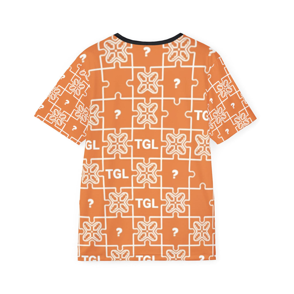 Truly Great Life Sports Jersey for Men | Vibrant Orange Puzzle Pattern Athletic Shirt for Gym, Game Day & Everyday Wear