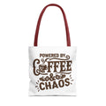 Powered by Coffee and Chaos Tote Bag | Funny Gift for Coffee Lovers, Busy Moms and Students, Reusable Carry-All, Durable Casual Shopper Bag