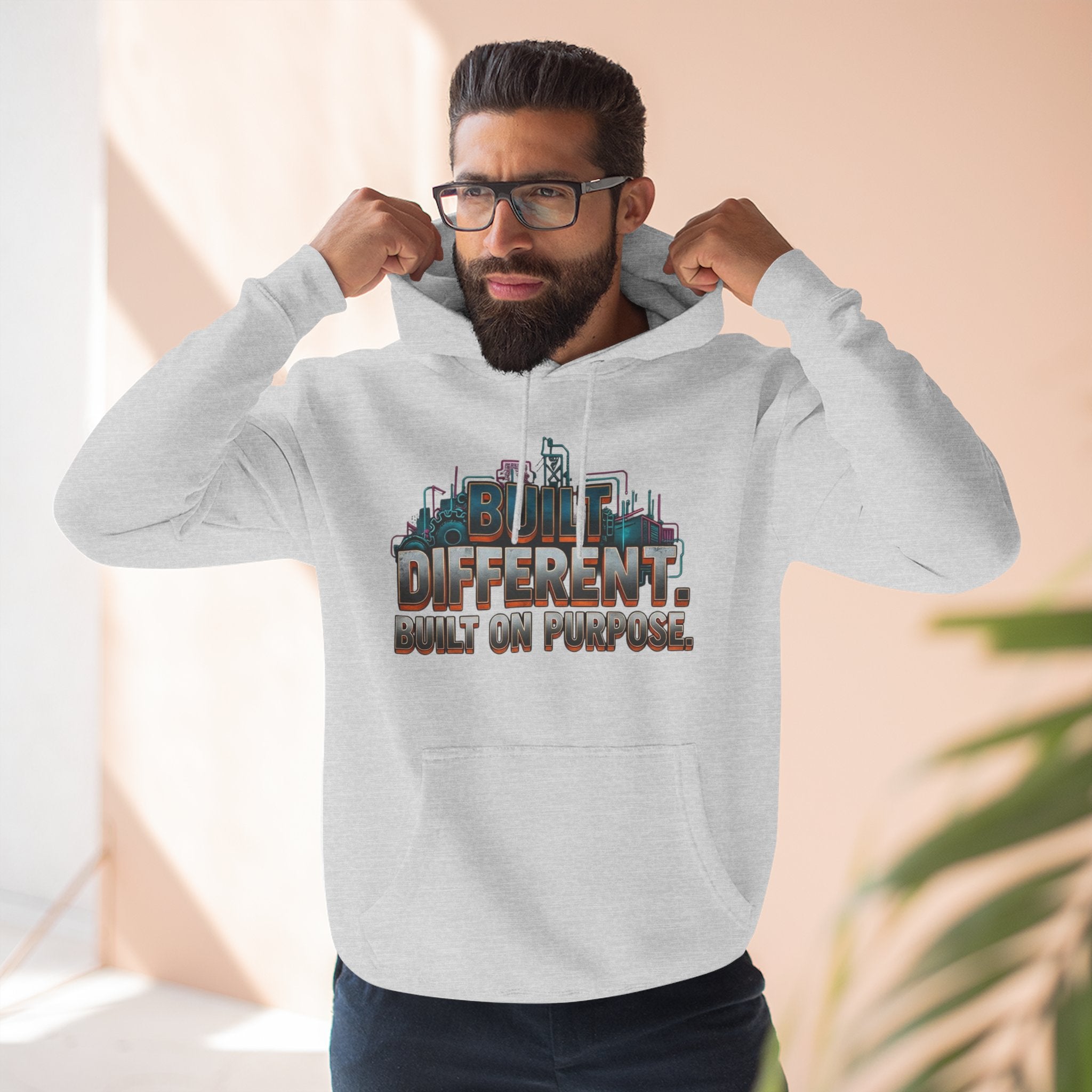 Built Different Built on Purpose Fleece Hoodie | Motivational Streetwear, Cozy Unisex Sweatshirt, Gift for Him or Her by Truly Great Life