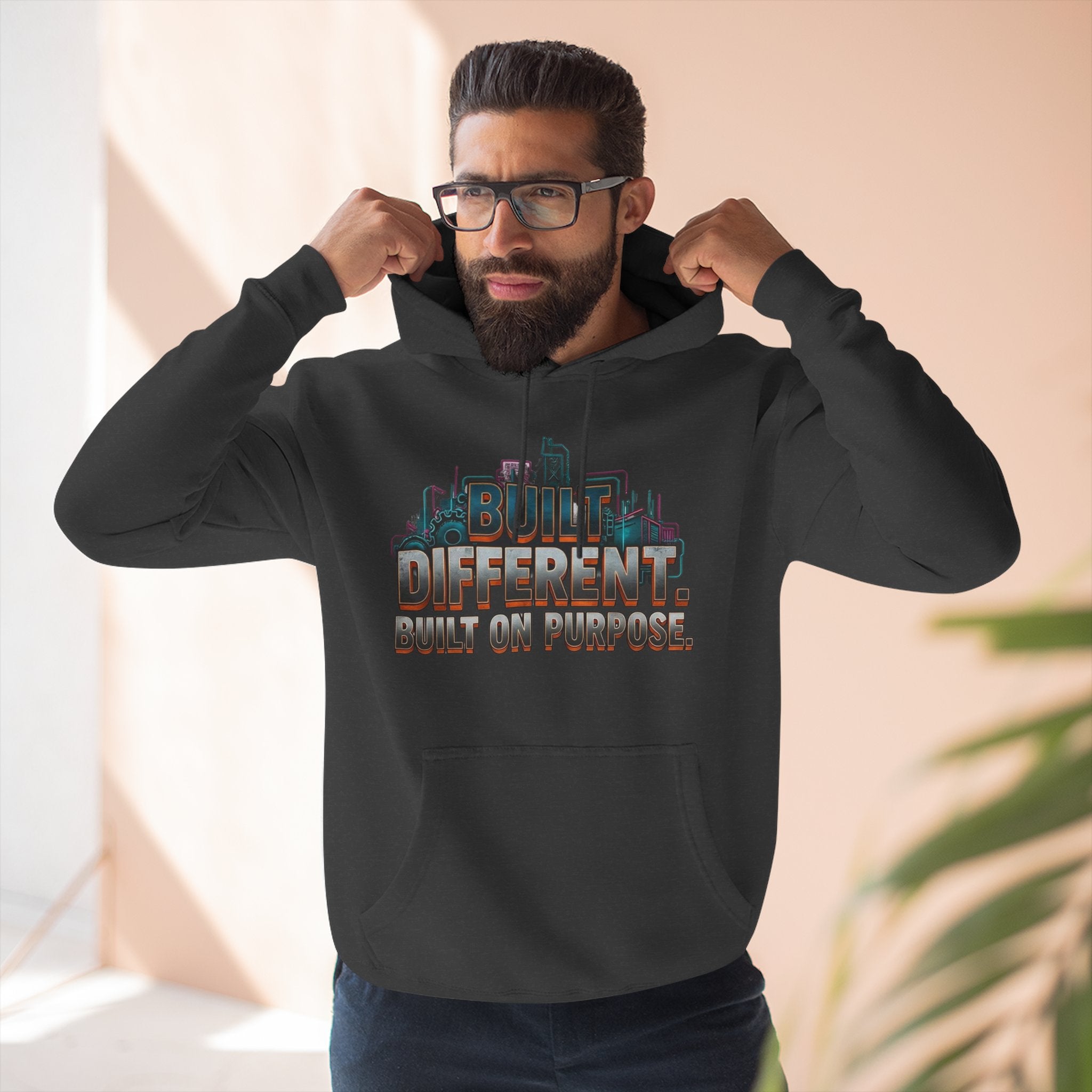 Built Different Built on Purpose Fleece Hoodie | Motivational Streetwear, Cozy Unisex Sweatshirt, Gift for Him or Her by Truly Great Life