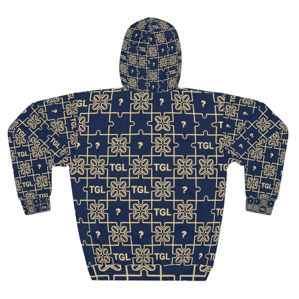 Truly Great Life Navy Puzzle Pattern Unisex Pullover Hoodie | Soft Fleece Streetwear for Everyday Comfort
