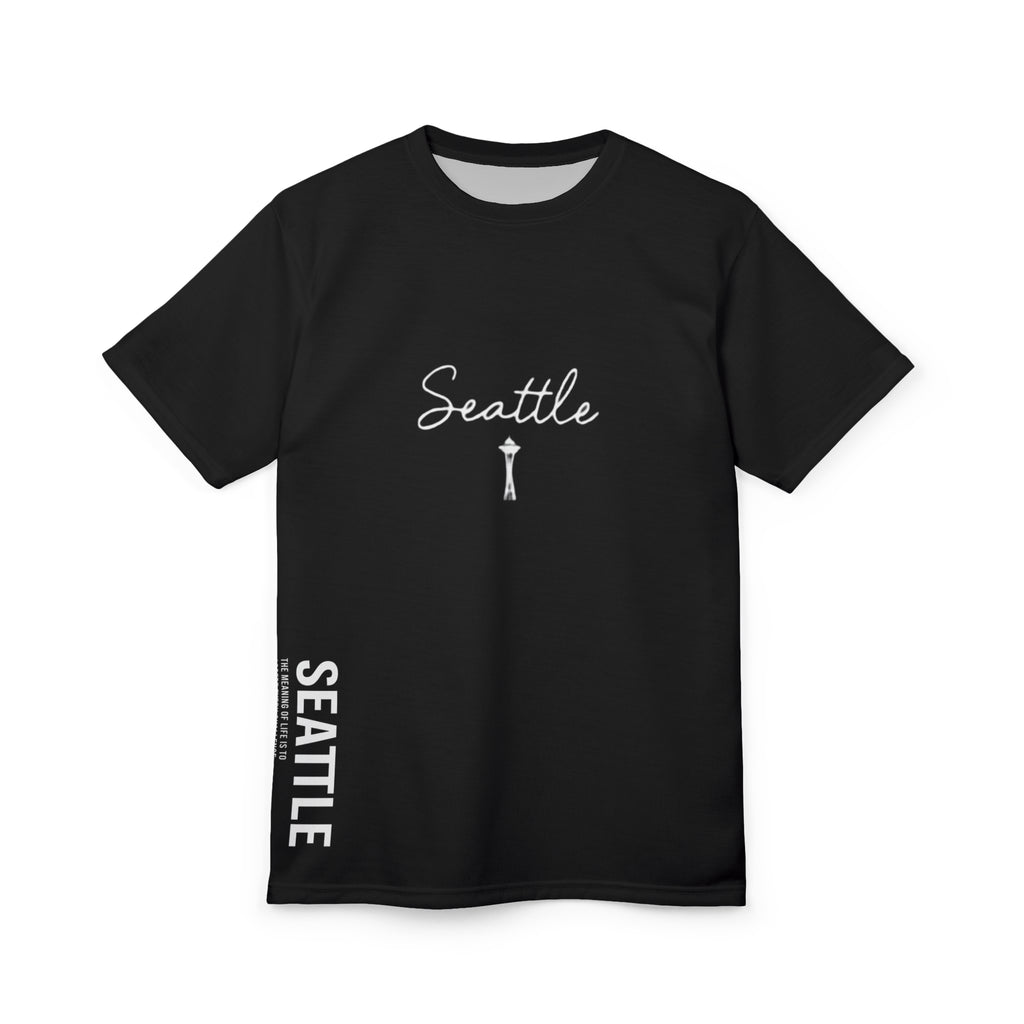 Seattle Script T-Shirt | Minimal Motivational City Tee, Streetwear Chest & Side Print, Unisex, Trendy Gift