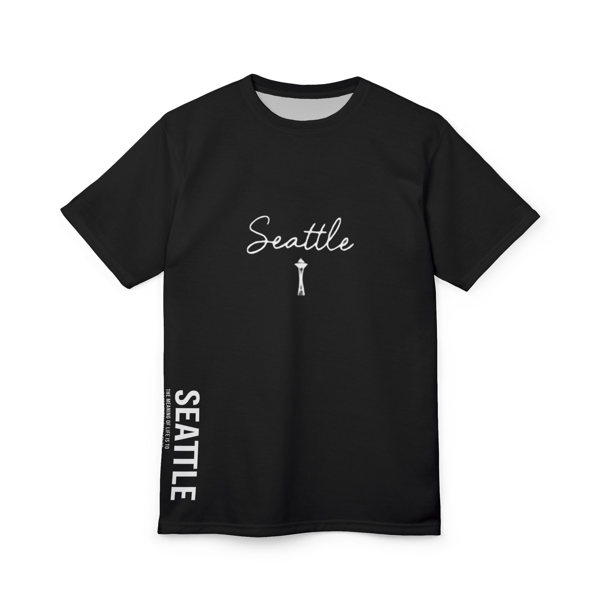 Seattle Script T-Shirt | Minimal Motivational City Tee, Streetwear Chest & Side Print, Unisex, Trendy Gift