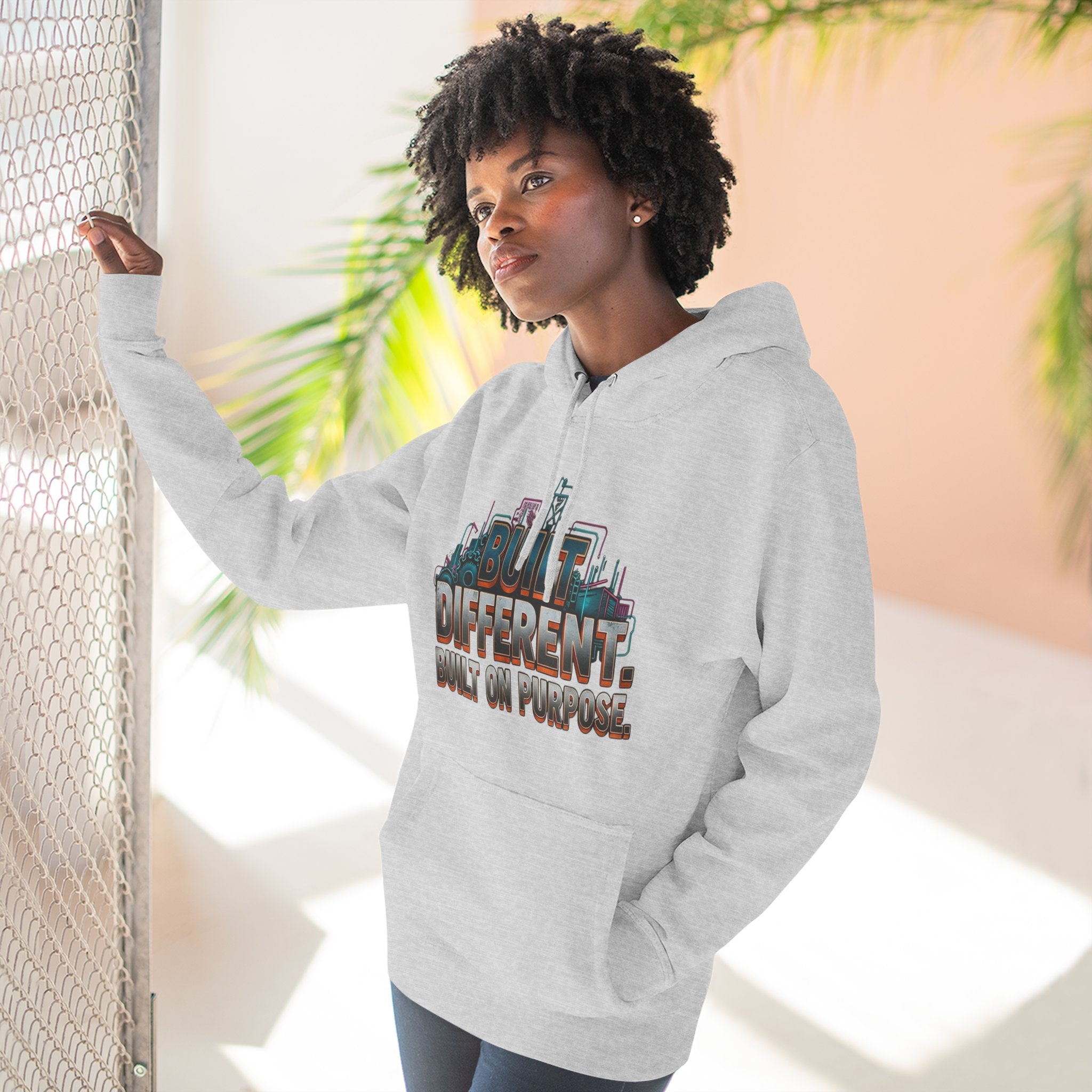 Built Different Built on Purpose Fleece Hoodie, Cozy Unisex Sweatshirt, Gift for Him or Her