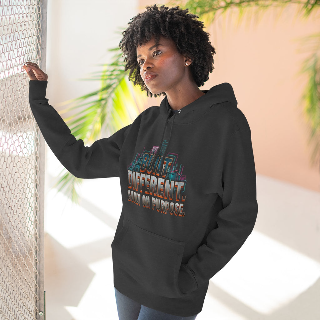Built Different Built on Purpose Fleece Hoodie, Cozy Unisex Sweatshirt, Gift for Him or Her