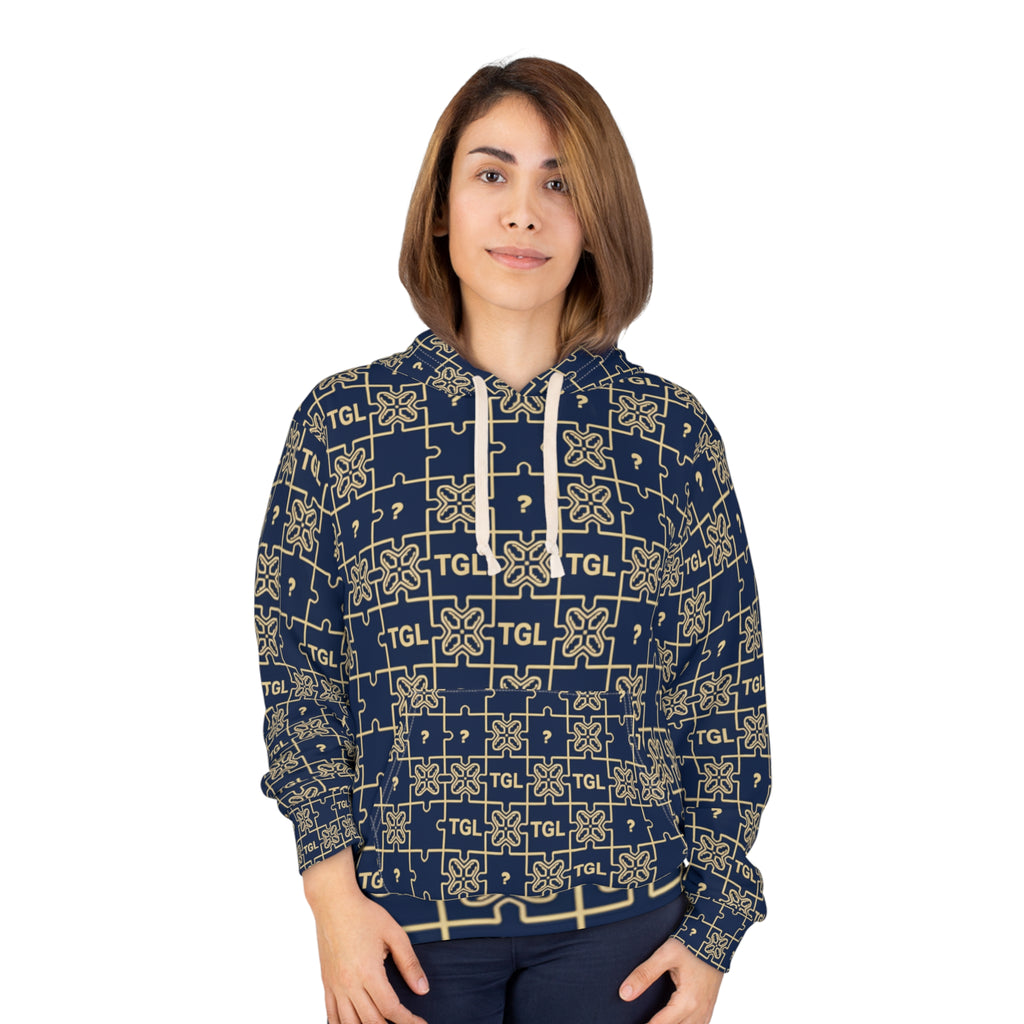 Truly Great Life Navy Puzzle Pattern Unisex Pullover Hoodie | Soft Fleece Streetwear for Everyday Comfort