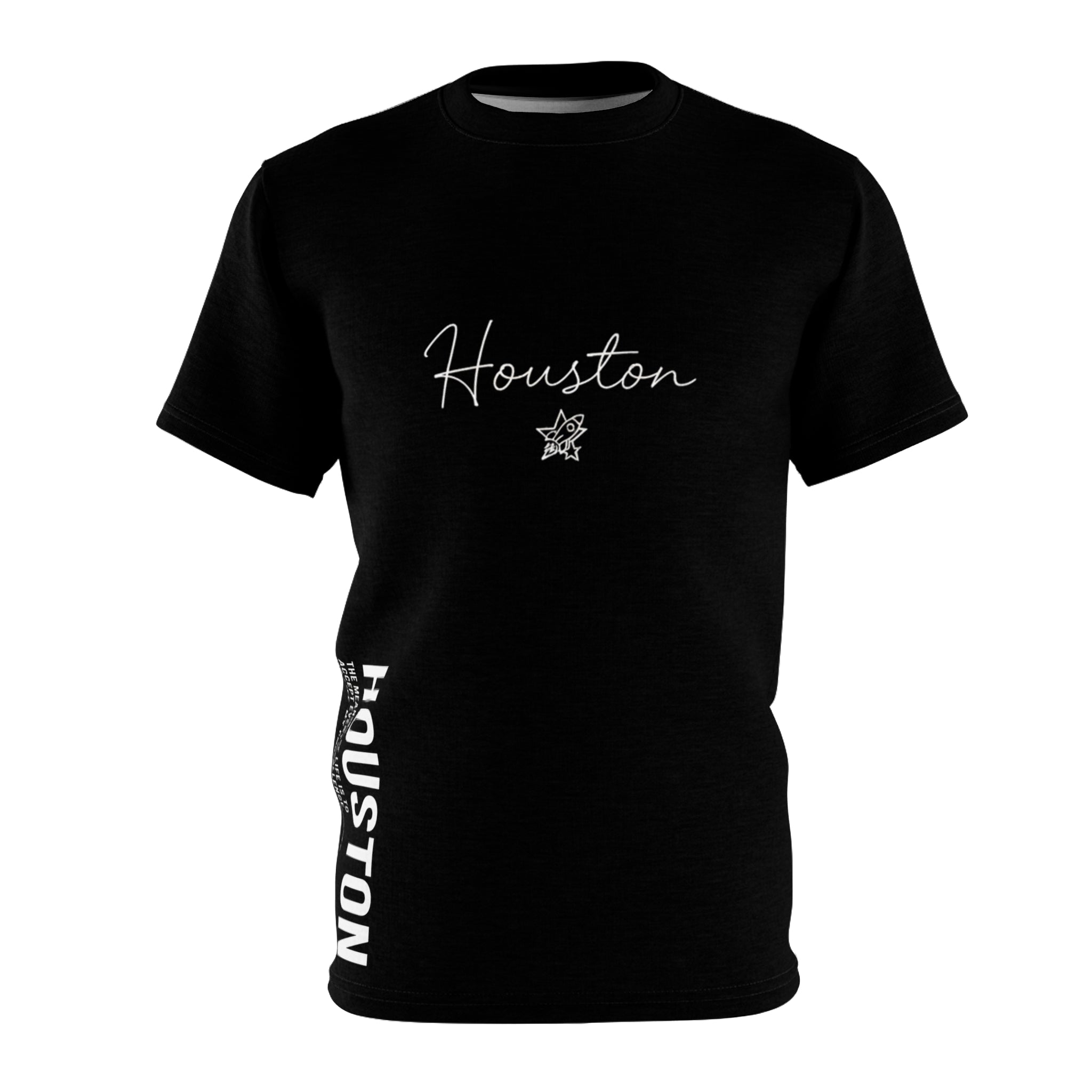Houston Script T-Shirt | Minimal Motivational City Tee, Streetwear Chest & Side Print, Unisex, Trendy Gift