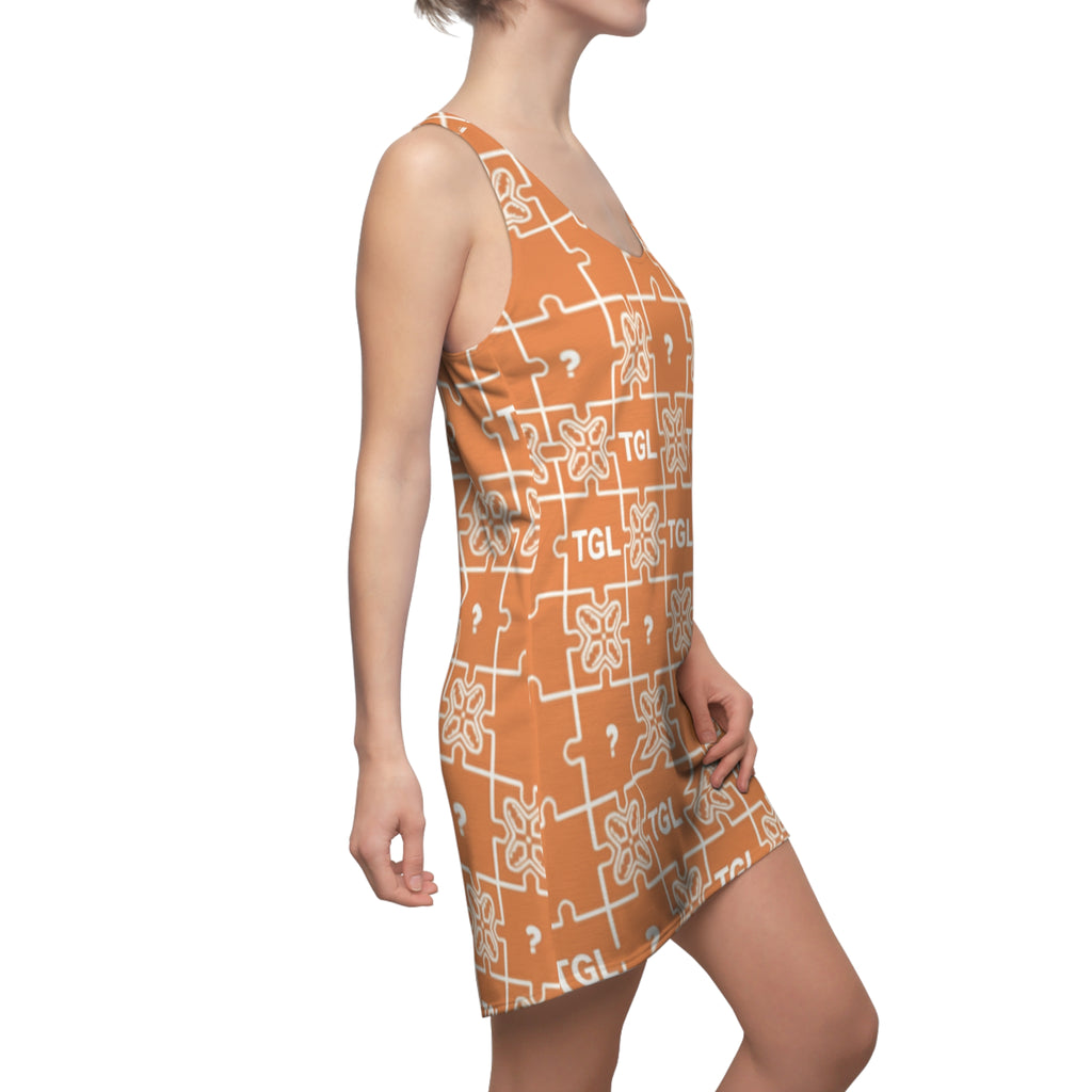 Trendy Racerback Dress | Orange Floral Print Summer Outfit by TGL Design, Perfect Gift for Her