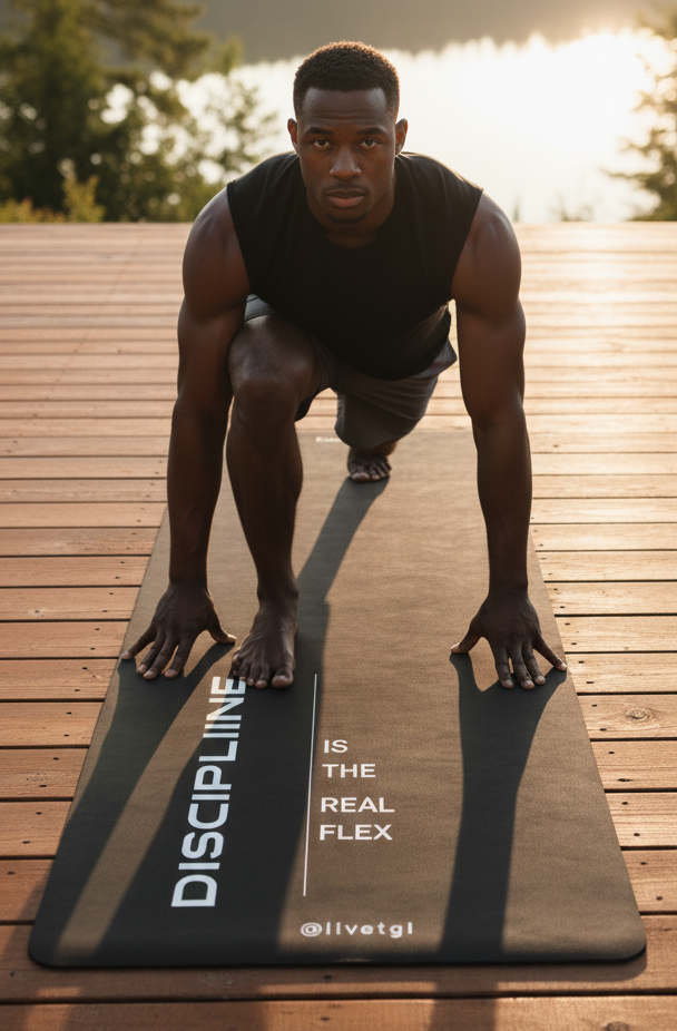 Non-Slip Rubber Yoga Mat for Home, Gym & Studio | Discipline Motivational Fitness Mat with Premium Grip and Comfort