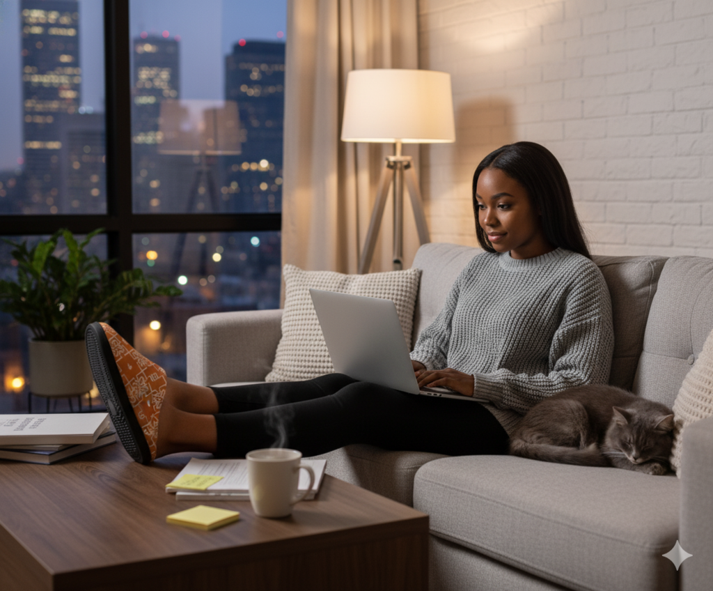 Truly Great Life Indoor Slippers for Women | Cozy Non-Slip House Shoes with Soft Fleece Comfort and Stylish Geometric Design