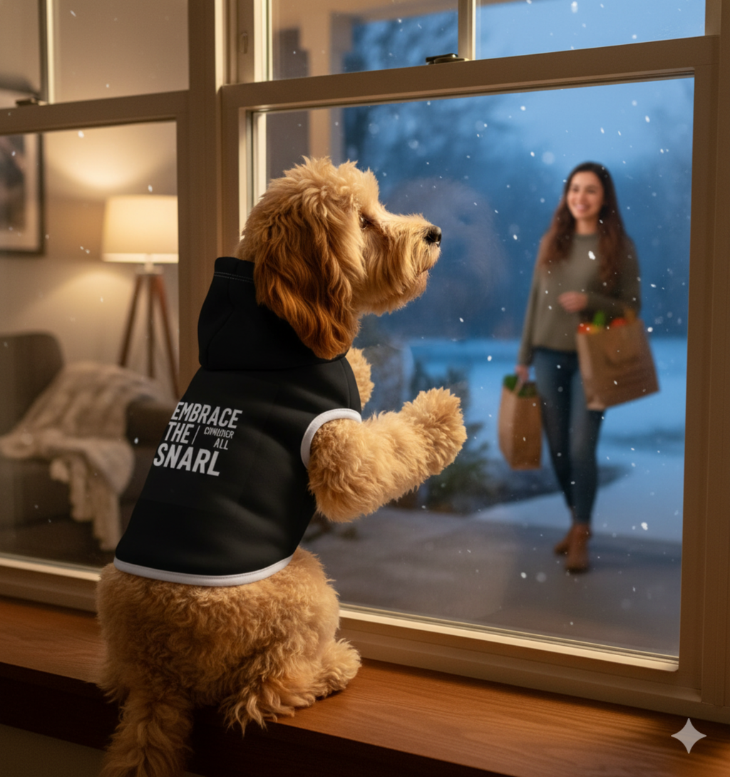 Truly Great Life Pet Hoodie | Embrace the Snarl Cozy Dog Sweatshirt, Funny Pet Apparel for Small & Medium Dogs