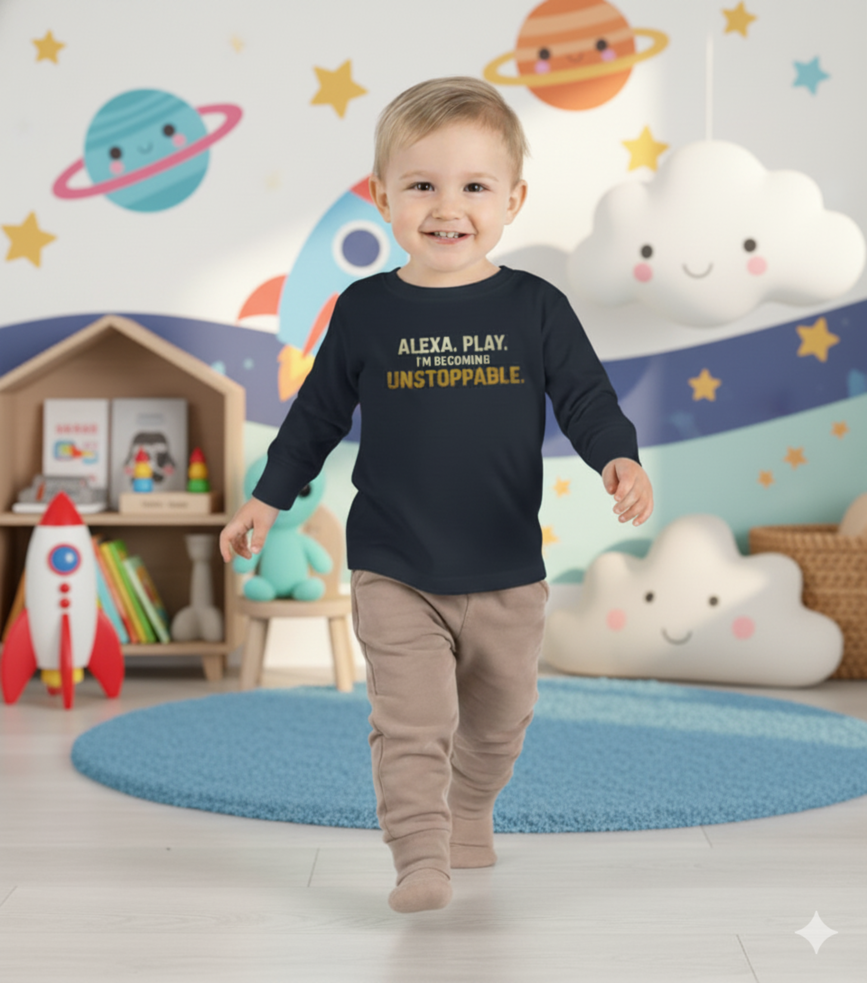 Unstoppable Toddler Long Sleeve Tee by Truly Great Life | Motivational Kids Shirt, Playful Everyday Wear | Gift for Birthdays, Baby Showers