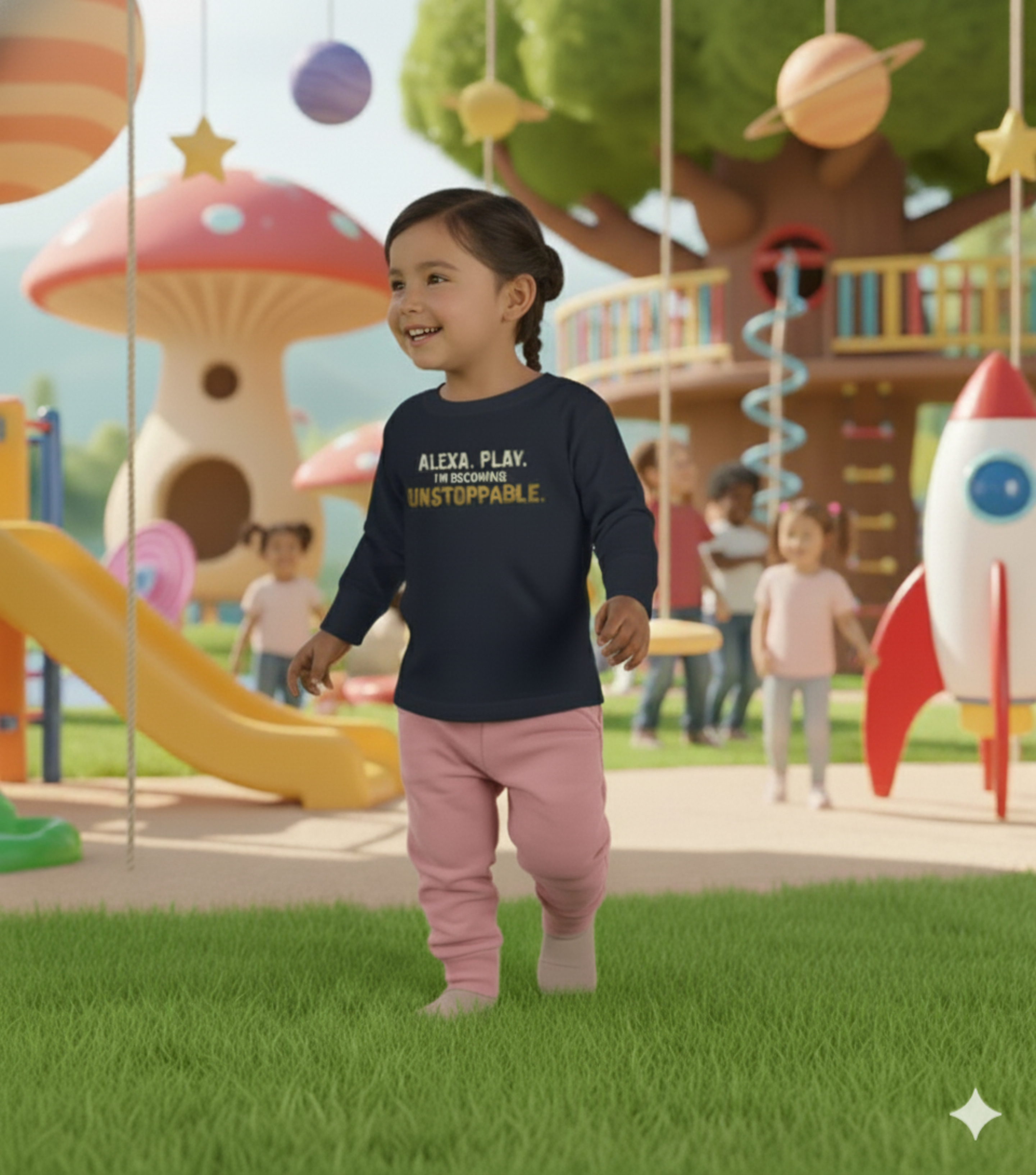 Unstoppable Toddler Long Sleeve Tee by Truly Great Life | Motivational Kids Shirt, Playful Everyday Wear | Gift for Birthdays, Baby Showers