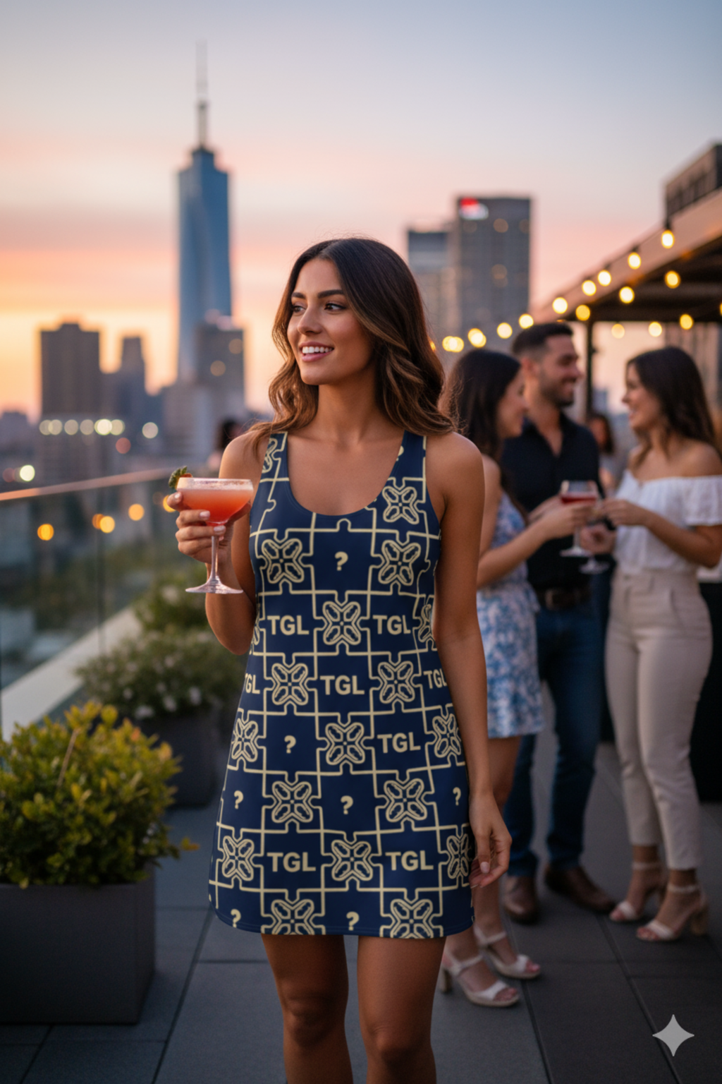 Elegant Racerback Dress for Women by TGL Design | Lightweight Summer Dress with Unique Geometric Print