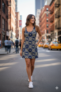 Elegant Racerback Dress for Women by TGL Design | Lightweight Summer Dress with Unique Geometric Print
