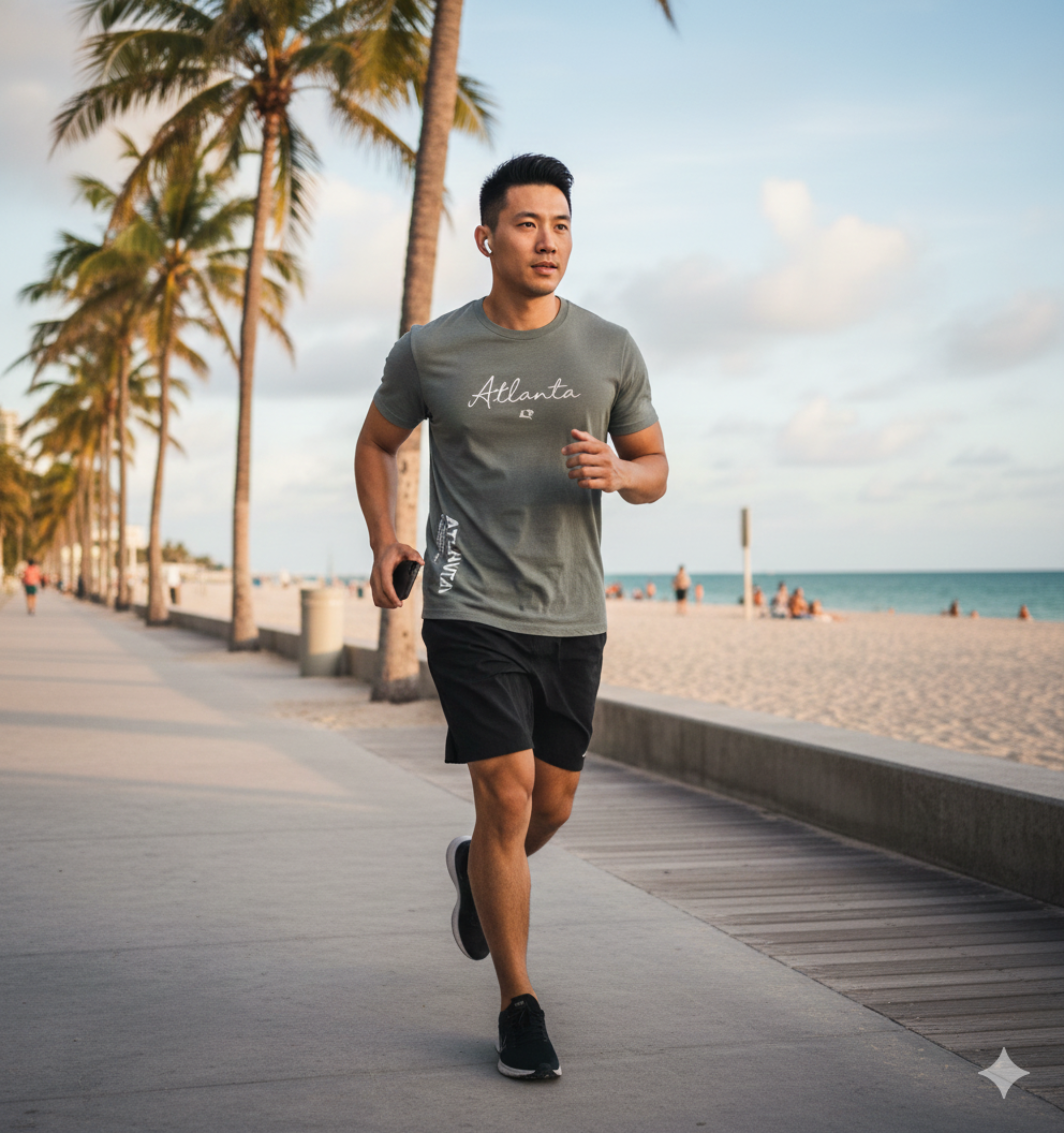 Atlanta Script T-Shirt | Minimal Motivational City Tee, Streetwear Chest & Side Print, Unisex, Trendy Gift