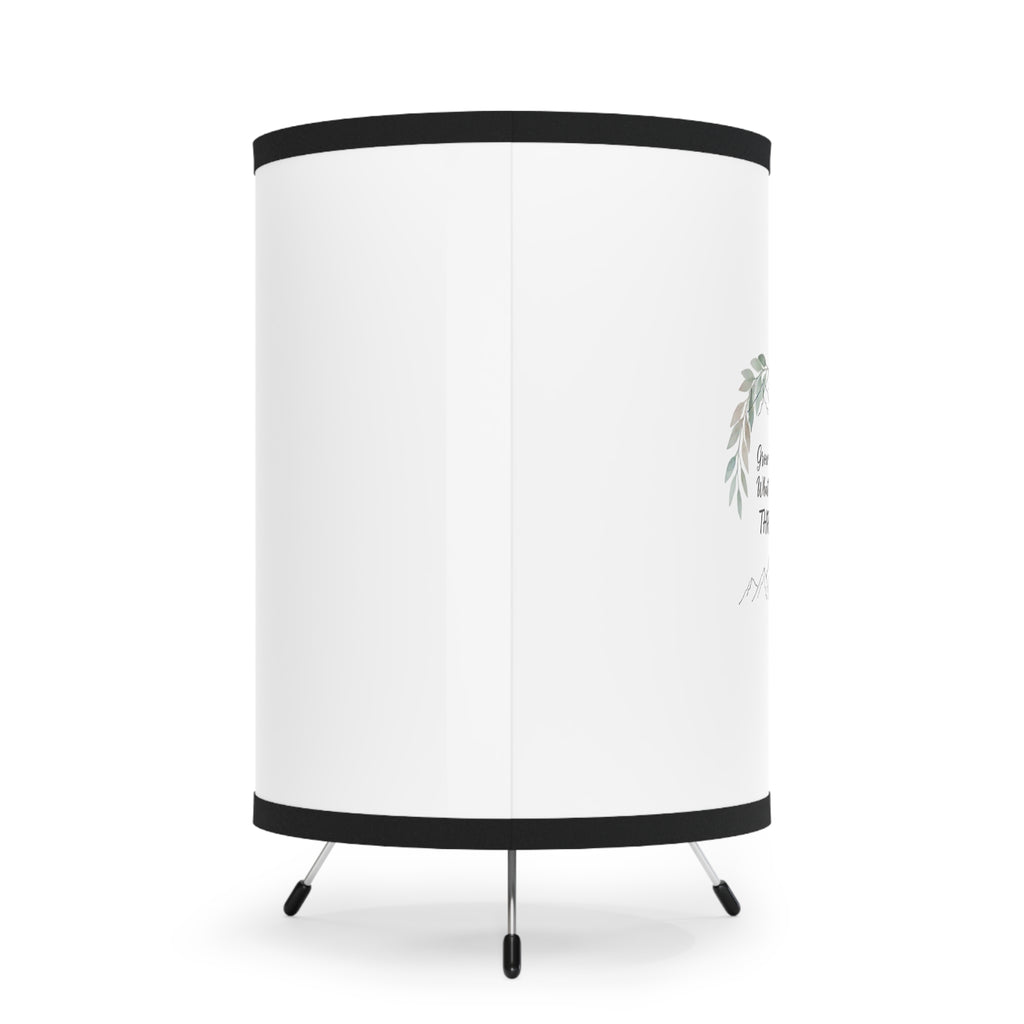 Tripod Lamp with Botanical Wreath Design, “Grow Through What You Go Through” Motivational Modern Home Decor