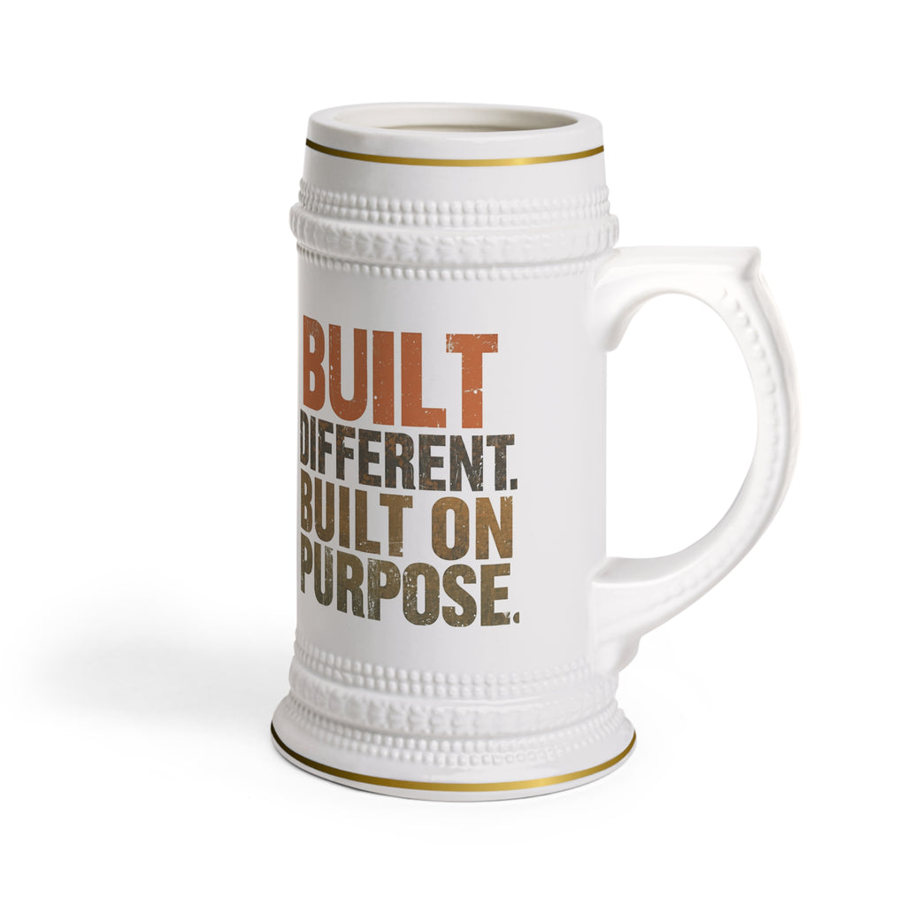 Built Different Built on Purpose Beer Stein | Motivational Mug by Truly Great Life, Unique Gift for Beer Enthusiasts & Party Lovers