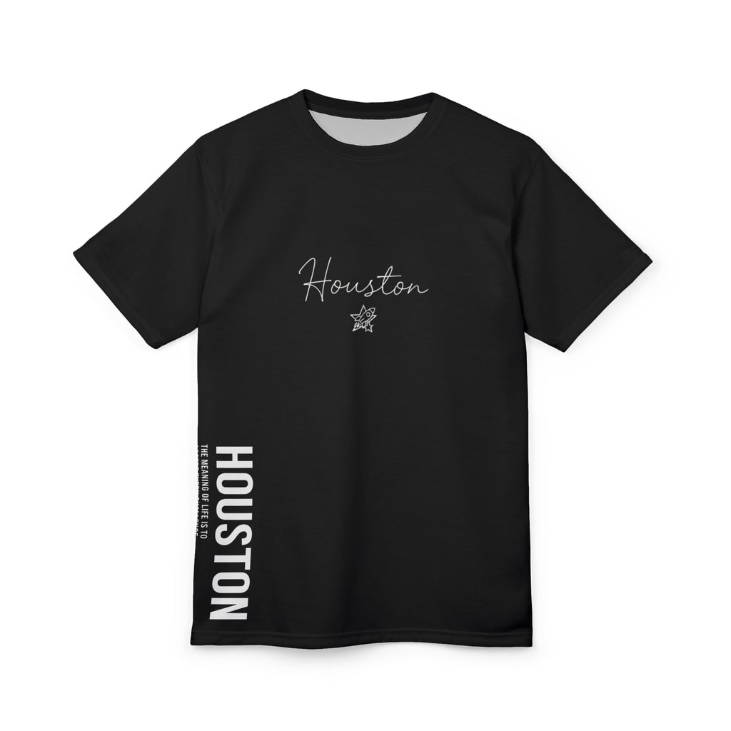 Houston Script T-Shirt | Minimal Motivational City Tee, Streetwear Chest & Side Print, Unisex, Trendy Gift
