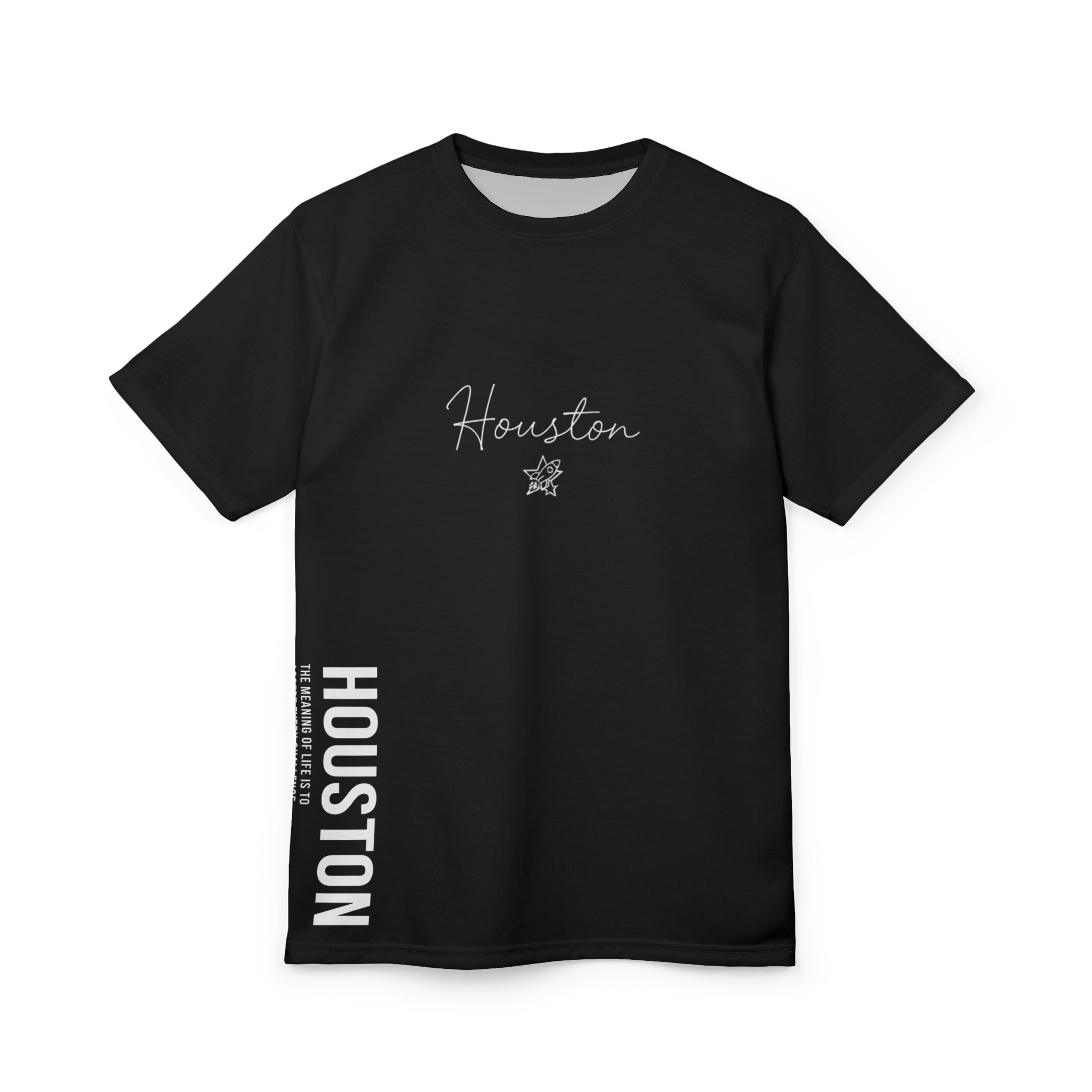Houston Script T-Shirt | Minimal Motivational City Tee, Streetwear Chest & Side Print, Unisex, Trendy Gift