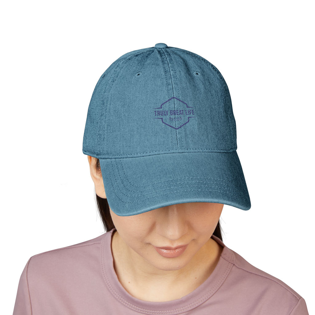 Embroidered Denim Hat — "Enjoy Truly Great Life" Casual Baseball Cap