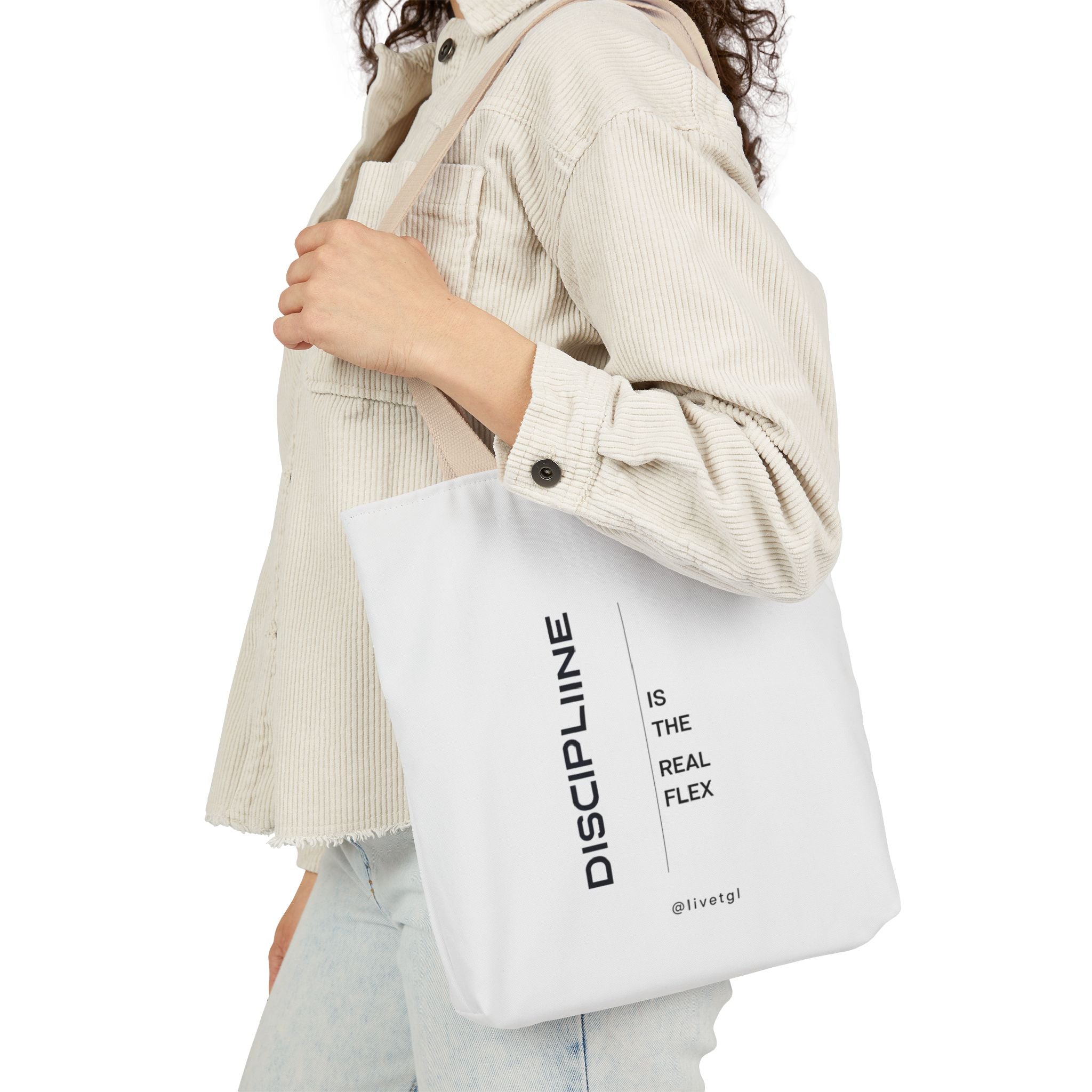Discipline Tote Bag | Motivational Canvas Tote by Truly Great Life, Eco-Friendly Everyday Bag & Gift for Fitness Lovers