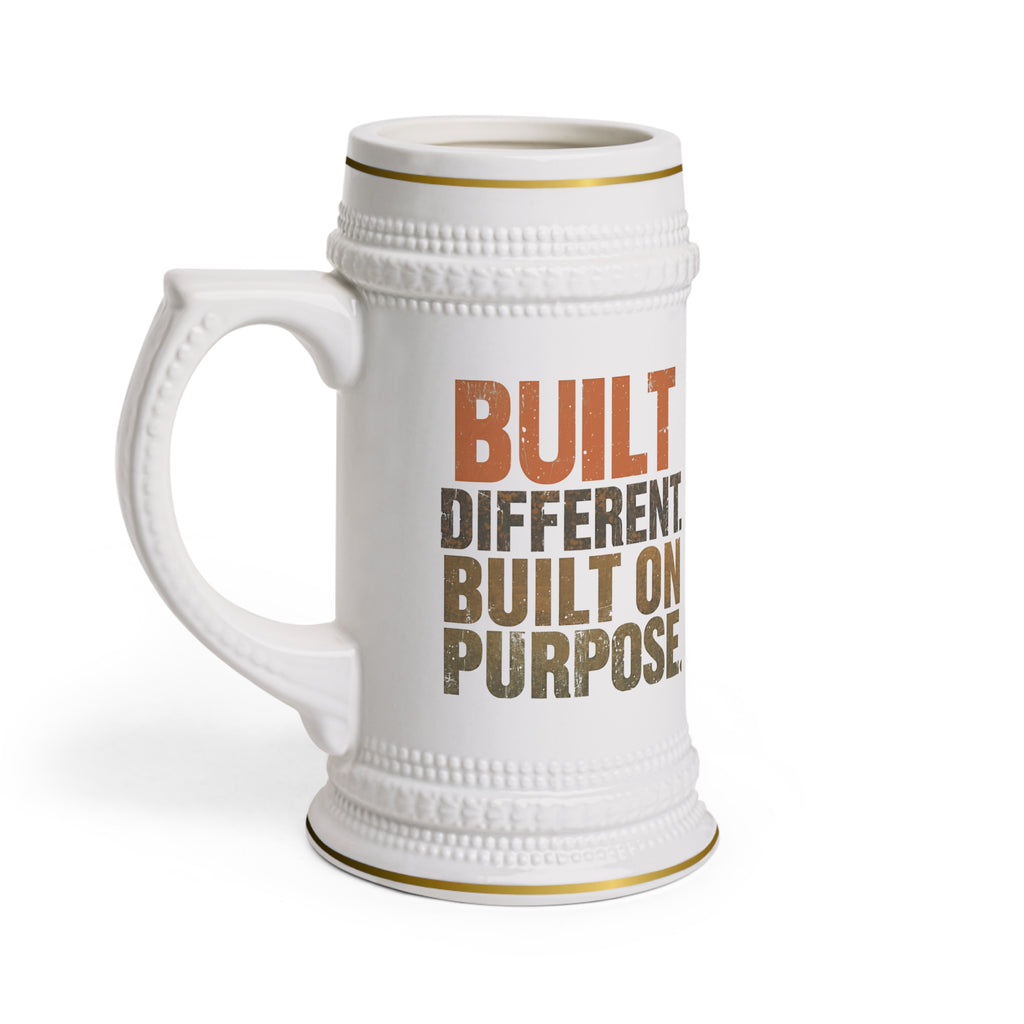 Built Different Built on Purpose Beer Stein | Motivational Mug by Truly Great Life, Unique Gift for Beer Enthusiasts & Party Lovers