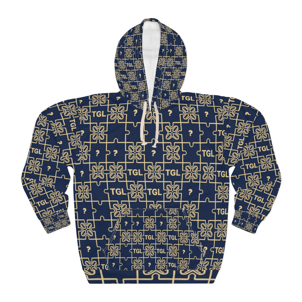 Truly Great Life Navy Puzzle Pattern Unisex Pullover Hoodie | Soft Fleece Streetwear for Everyday Comfort