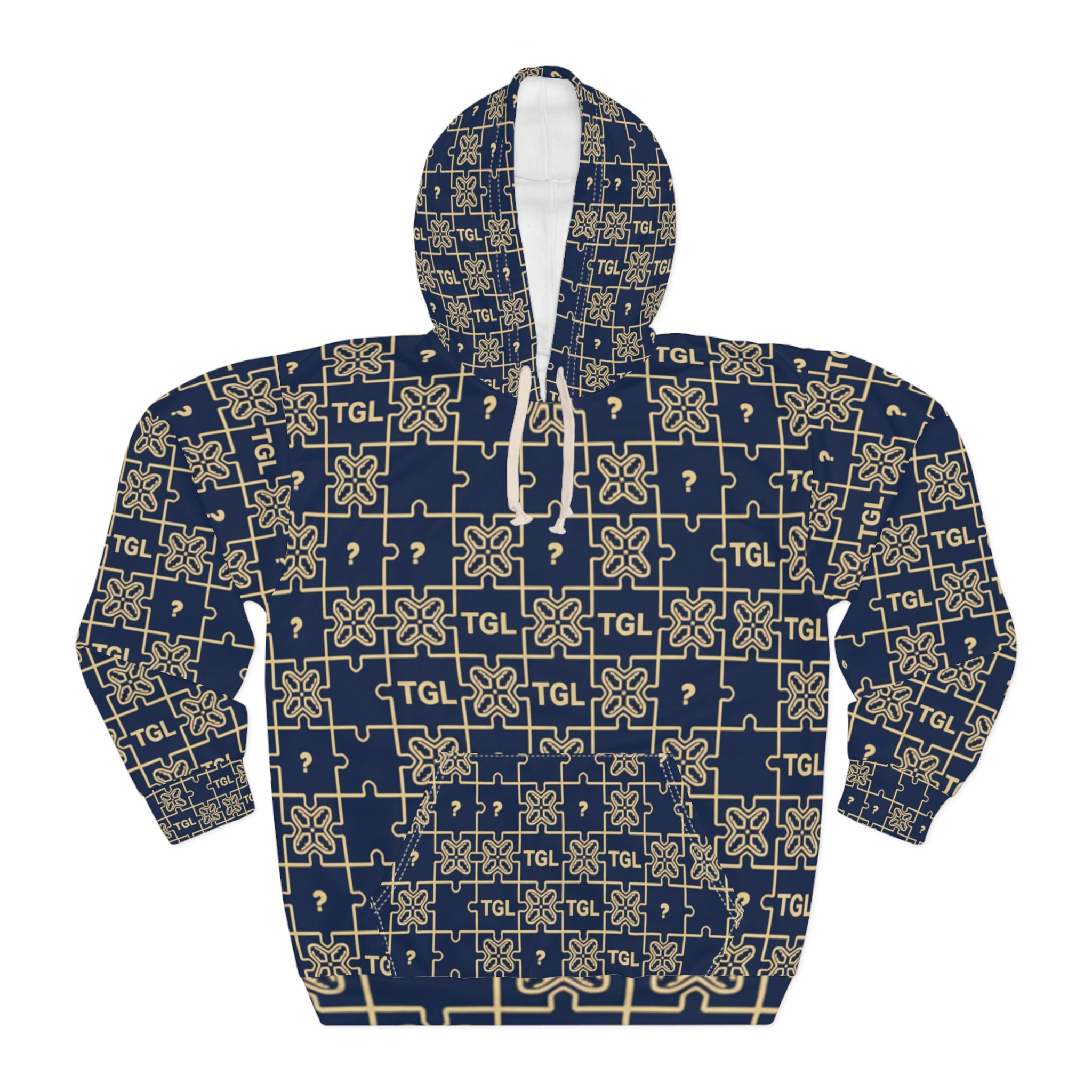Truly Great Life Navy Puzzle Pattern Unisex Pullover Hoodie | Soft Fleece Streetwear for Everyday Comfort