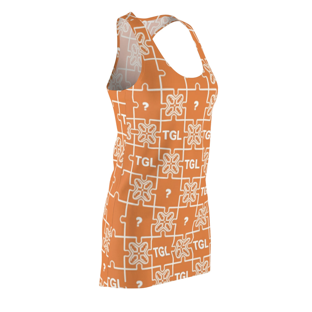 Trendy Racerback Dress | Orange Floral Print Summer Outfit by TGL Design, Perfect Gift for Her