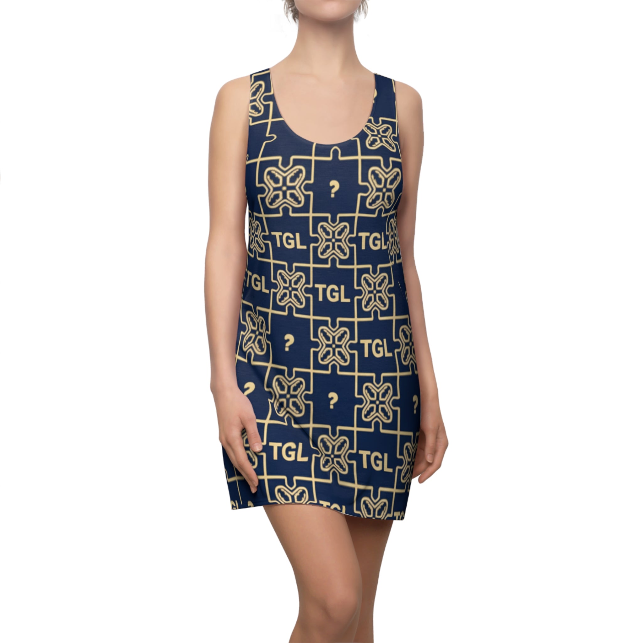 Elegant Racerback Dress for Women by TGL Design | Lightweight Summer Dress with Unique Geometric Print