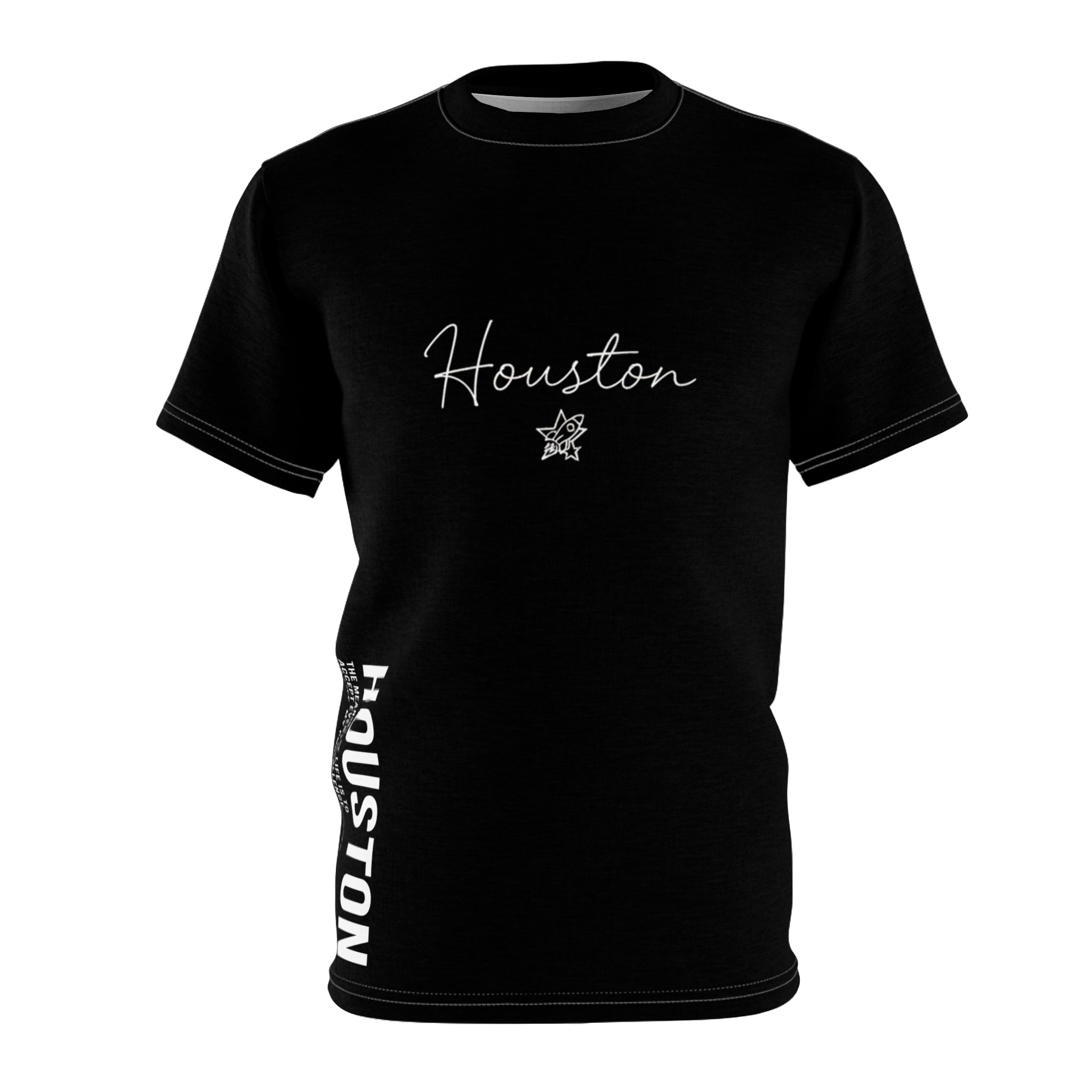 Houston Script T-Shirt | Minimal Motivational City Tee, Streetwear Chest & Side Print, Unisex, Trendy Gift