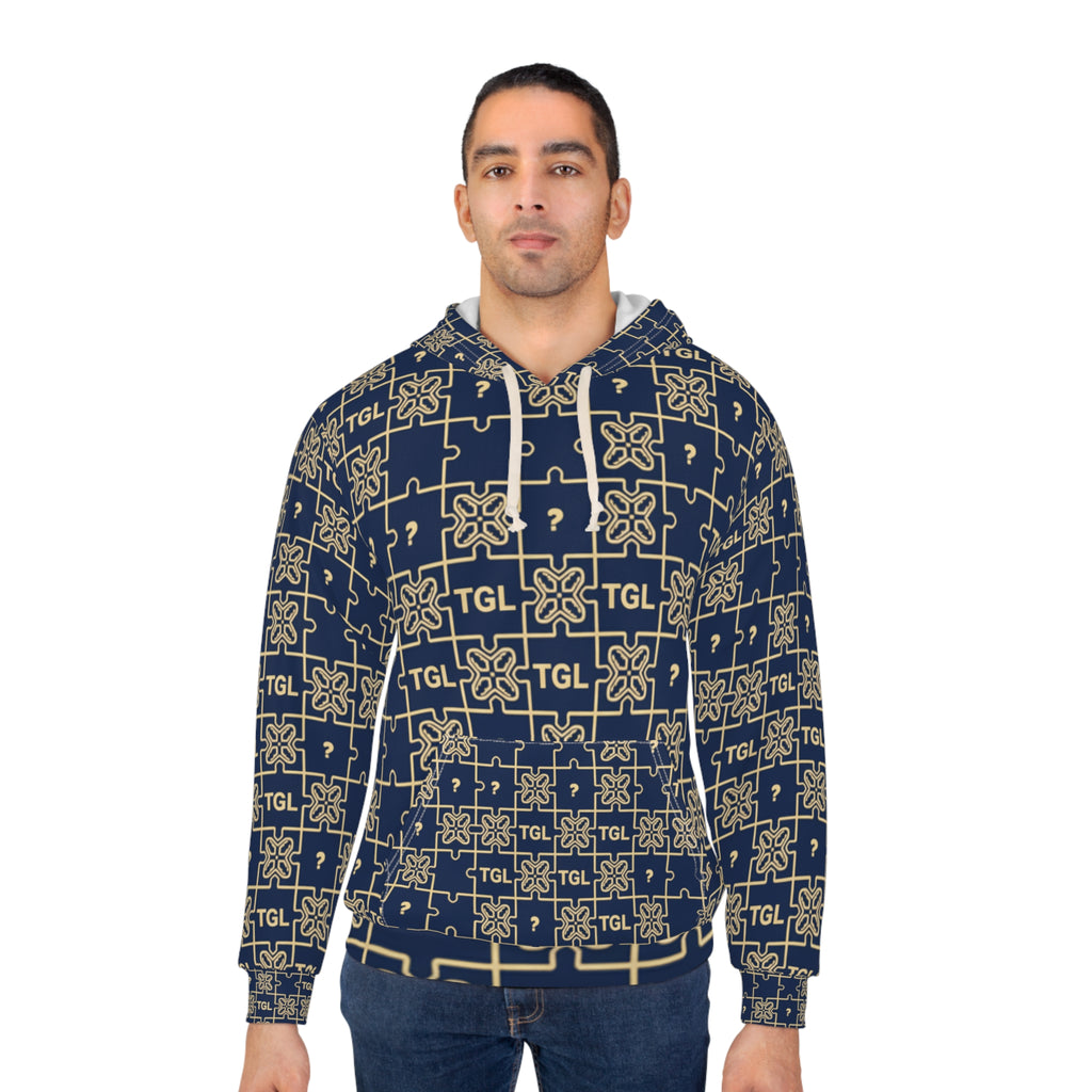 Truly Great Life Navy Puzzle Pattern Unisex Pullover Hoodie | Soft Fleece Streetwear for Everyday Comfort