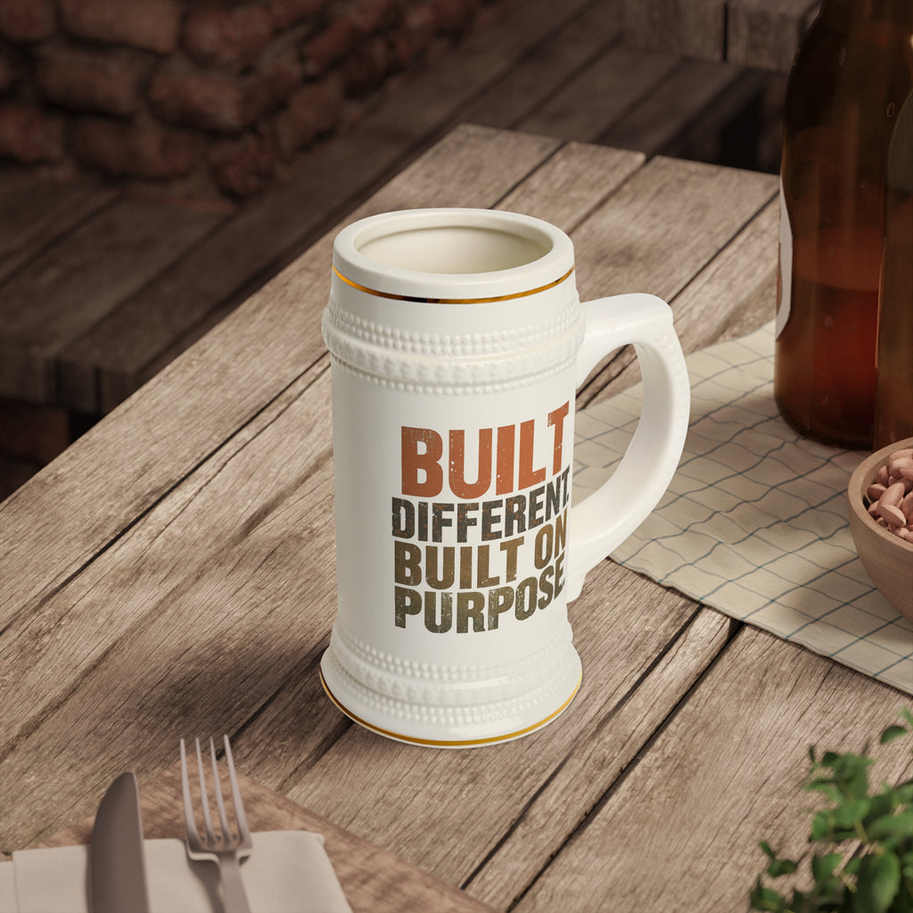 Built Different Built on Purpose Beer Stein | Motivational Mug by Truly Great Life, Unique Gift for Beer Enthusiasts & Party Lovers