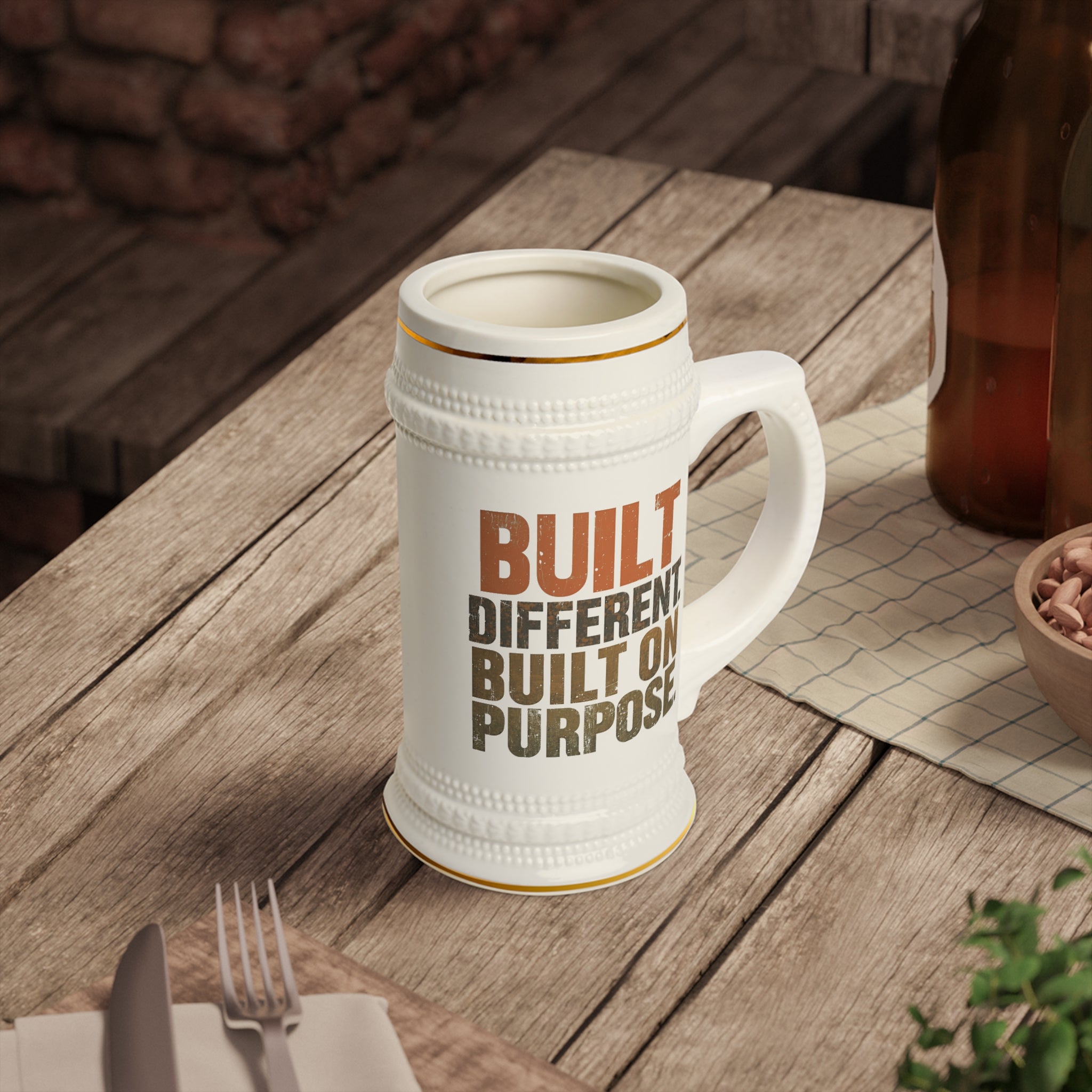 Built Different Built on Purpose Beer Stein | Motivational Mug by Truly Great Life, Unique Gift for Beer Enthusiasts & Party Lovers
