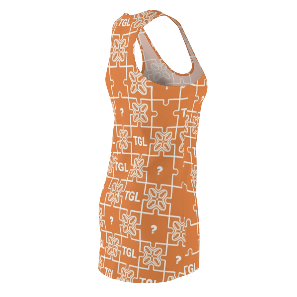 Trendy Racerback Dress | Orange Floral Print Summer Outfit by TGL Design, Perfect Gift for Her